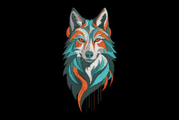 Colorful Wolf Head