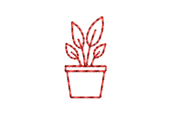 Plant Outline Redwork
