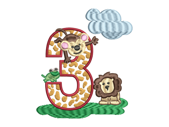 Safari Animals Number 3 Birthday